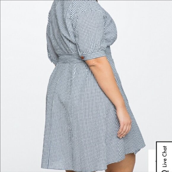 Eloquii NEW Navy & White Gingham Wrap Dress Size 26 - Picture 3 of 12